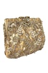 Shop Kokommo Gold Embroidery, Sequins Floral Fleur Clutch at Aza Fashions Shop_Kokommo_Gold Embroidery, Sequins Floral Fleur Clutch _at_Aza_Fashions