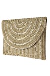 Shop_Kokommo_Gold Brocade Ra Flap Clutch _at_Aza_Fashions