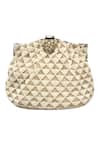 Shop Kokommo White Embroidery, Pearls Bead Embellished Clutch at Aza Fashions Shop_Kokommo_White Embroidery, Pearls Bead Embellished Clutch _at_Aza_Fashions