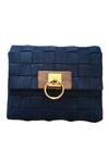 Buy Kokommo Blue Handwoven Palermo Flap Clutch at Aza Fashions Buy_Kokommo_Blue Handwoven Palermo Flap Clutch _at_Aza_Fashions