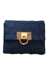 Shop Kokommo Blue Handwoven Palermo Flap Clutch at Aza Fashions Shop_Kokommo_Blue Handwoven Palermo Flap Clutch _at_Aza_Fashions