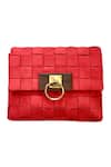 Shop Kokommo Red Handwoven Palermo Flap Clutch at Aza Fashions Shop_Kokommo_Red Handwoven Palermo Flap Clutch _at_Aza_Fashions