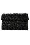 Shop Kokommo Black Embellished Handwoven Turin Flap Clutch at Aza Fashions Shop_Kokommo_Black Embellished Handwoven Turin Flap Clutch _at_Aza_Fashions