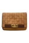 Buy Kokommo Brown Quilted Woven Flap Clutch at Aza Fashions Buy_Kokommo_Brown Quilted Woven Flap Clutch _at_Aza_Fashions