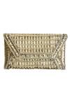 Buy_Kokommo_Gold Embellished Woven Como Flap Clutch _at_Aza_Fashions
