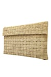 Buy Kokommo Gold Zari Handwoven Mandarin Flap Clutch at Aza Fashions Buy_Kokommo_Gold Zari Handwoven Mandarin Flap Clutch _at_Aza_Fashions