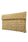Shop Kokommo Gold Zari Handwoven Mandarin Flap Clutch at Aza Fashions Shop_Kokommo_Gold Zari Handwoven Mandarin Flap Clutch _at_Aza_Fashions