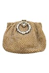 Shop_Kokommo_Beige Embellished Bead Amalia Clutch _at_Aza_Fashions