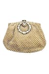 Shop_Kokommo_Beige Embellished Bead Amalia Clutch _at_Aza_Fashions