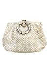 Shop_Kokommo_White Embellished Brocade Clutch _at_Aza_Fashions