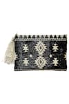 Buy_Kokommo_Black Embellished Bead Ikat Tassel Clutch _at_Aza_Fashions