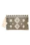 Shop_Kokommo_Silver Embellished Bead Ikat Tassel Clutch _at_Aza_Fashions