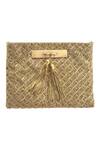 Buy_Kokommo_Gold Embellished Erte Tassel Clutch _at_Aza_Fashions