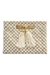 Buy_Kokommo_White Embellished Erte Tassel Clutch _at_Aza_Fashions