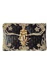 Buy_Kokommo_Black Embellished Flap Clutch _at_Aza_Fashions