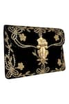 Shop_Kokommo_Black Embellished Flap Clutch _at_Aza_Fashions