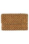 Shop Kokommo Brown Zari Tan Pearl-zardozi Clutch at Aza Fashions Shop_Kokommo_Brown Zari Tan Pearl-zardozi Clutch _at_Aza_Fashions