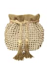 Buy Kokommo Gold Embellished Woven Beaded Potli Bag at Aza Fashions Buy_Kokommo_Gold Embellished Woven Beaded Potli Bag _at_Aza_Fashions
