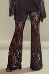 Shehlaa Khan_Black Lace Corset Sweetheart Neck Cape Open And Pant Set _Online_at_Aza_Fashions