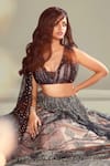 Buy_Shehlaa Khan_Black Lace V Neck Embellished Blouse And Lehenga Set _at_Aza_Fashions