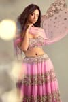 Buy_Shehlaa Khan_Pink Chanderi Sweetheart Neck Embroidered Lehenga Set _at_Aza_Fashions