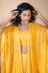 Buy_Bhumika Grover_Yellow Embellished Blouse And Palazzo Set _Online_at_Aza_Fashions