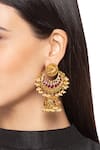 Buy_HRISHA_Gold Plated Stones, Beads Carved Chandbali Jhumkas _Online_at_Aza_Fashions
