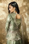 MATSYA_Green Chanderi Silk V Neck Lehenga Set  _at_Aza_Fashions