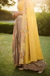 Buy_Matsya_Yellow Chanderi Silk Open Embroidered Cape And Draped Skirt Set _Online_at_Aza_Fashions