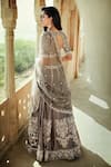 Shop_MATSYA_Grey Chanderi Silk Scoop Neck Bridal Lehenga Set  _at_Aza_Fashions