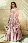 Buy_MATSYA_Pink Chanderi Silk V Neck Bridal Lehenga Set  _at_Aza_Fashions