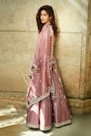 Shop_MATSYA_Pink Chanderi Silk V Neck Bridal Lehenga Set  _at_Aza_Fashions