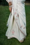 MATSYA_White Chanderi Silk Scoop Neck Saree With Blouse  _Online_at_Aza_Fashions