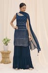 Buy_Samyukta Singhania_Blue Georgette Embroidery Round Kurta Set _Online_at_Aza_Fashions