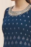 Samyukta Singhania_Blue Georgette Embroidery Round Kurta Set _at_Aza_Fashions