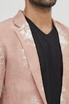 Gaurav Katta_Pink Linen Printed Blazer _at_Aza_Fashions