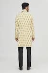 Shop_Gaurav Katta_Yellow Raw Cotton Printed Sherwani _at_Aza_Fashions