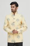 Buy_Gaurav Katta_Yellow Raw Cotton Printed Jacket _at_Aza_Fashions