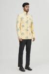 Buy_Gaurav Katta_Yellow Raw Cotton Printed Jacket _Online_at_Aza_Fashions