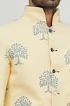 Gaurav Katta_Yellow Raw Cotton Printed Jacket _at_Aza_Fashions