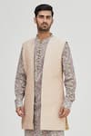 Buy_Gaurav Katta_Beige Summer Silk Quilted Jacket _at_Aza_Fashions