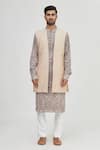 Gaurav Katta_Beige Summer Silk Quilted Jacket _Online_at_Aza_Fashions