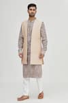 Shop_Gaurav Katta_Beige Summer Silk Quilted Jacket _Online_at_Aza_Fashions