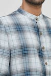 Gaurav Katta_Blue Cotton Wool Checkered Shirt _at_Aza_Fashions