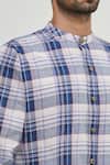 Gaurav Katta_Blue Cotton Wool Checkered Shirt _at_Aza_Fashions