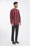 Gaurav Katta_Red Cotton Wool Checkered Shirt _Online_at_Aza_Fashions