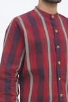 Gaurav Katta_Red Cotton Wool Checkered Shirt _at_Aza_Fashions