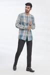 Gaurav Katta_Blue Cotton Wool Checkered Shirt _Online_at_Aza_Fashions