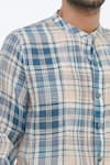 Gaurav Katta_Blue Cotton Wool Checkered Shirt _at_Aza_Fashions