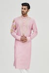 Buy_Gaurav Katta_Pink Summer Silk Embroidered Kurta _at_Aza_Fashions